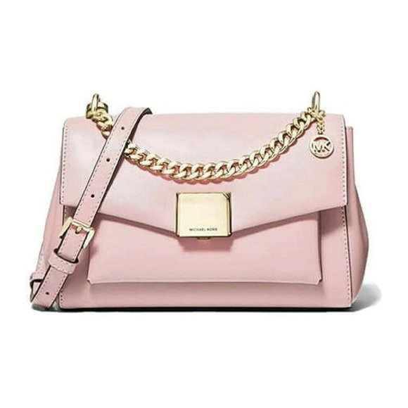 Michael Kors Handbags - Authentic MICHAEL KORS Lita Medium Classy 100% Leather Crossbody Bag Pink MSRP $